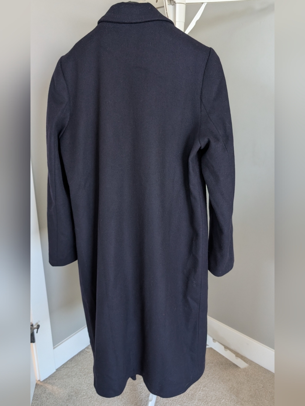 Quince Italian Wool Navy Single-Button Long Coat - Picture 9 of 11